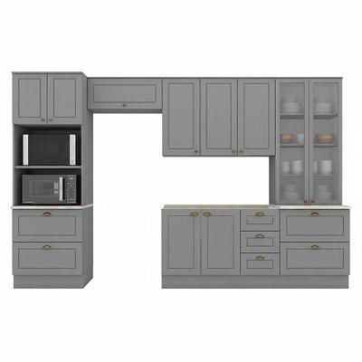 Cozinha Modulada Nova York 5 Peças Com Cristaleira Cinza Hp - Henn
