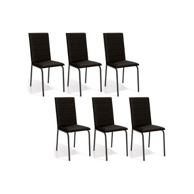 Cadeira De Cozinha Amsterdã C091prf Aço Kit 6 Un Preto Fosco-corano Preto 110 - Kappesberg