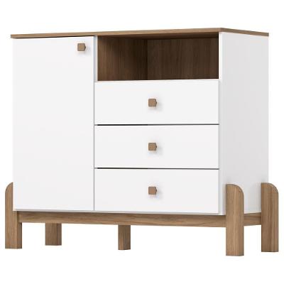 Comoda Infantil 1 Porta 3 Gavetas 110 Cm Ternura Branco Jequitiba Henn Branco Jequitiba