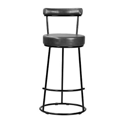 Banqueta Alta Cozinha 70cm Encosto Industrial Aço Ziria Pu Preto S02 - D'rossi