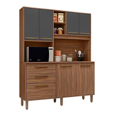 Armario De Cozinha New Montevideu 150 Cm 7 Portas 2 Gavetas Freijo-chumbo