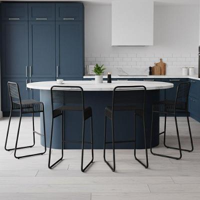 Banqueta Cozinha Alta Kit 4 Base Industrial Aramada Taynah Preto K01 - D'rossi