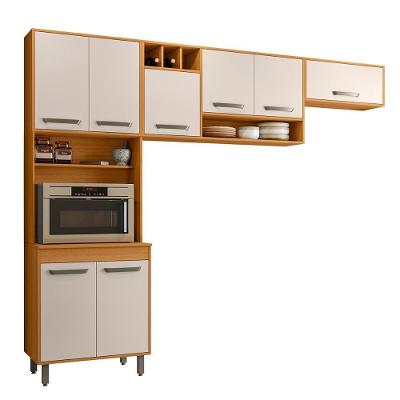 Armario De Cozinha Malta Com 8 Portas E Pés Reguláveis Freijo/ripado/off Acetinado Freijo/ripado/off Acetinado