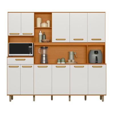 Armario De Cozinha Kit Pilar Com 11 Portas E 1 Gaveta Freijo/off Acetinado Freijo/off Acetinado