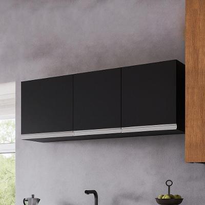 Armário Cozinha Aéreo 120cm 3 Portas Leticia A01 - D'rossi Cor Preto