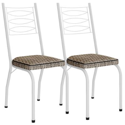 Kit 2 Cadeiras Tubular Europa 262 Branco Assento Rattan Artef Rattan