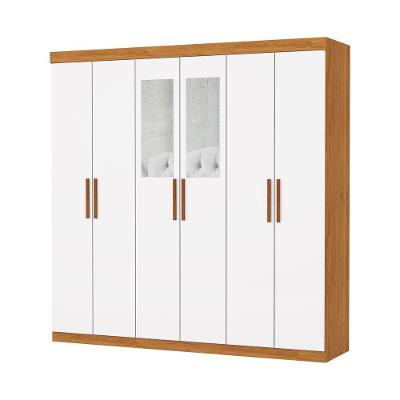 Guarda Roupa Casal Recife 6 Portas 2 Gavetas Com Espelho Carioca Moveis Cinamomo-neve