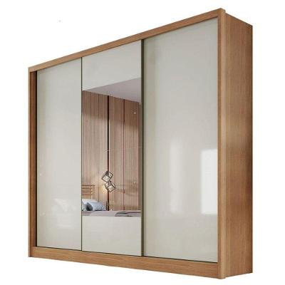Guarda Roupa Casal Medelim 3 Portas 6 Gavetas Cumaru 25 Fendi com Espelho MDF