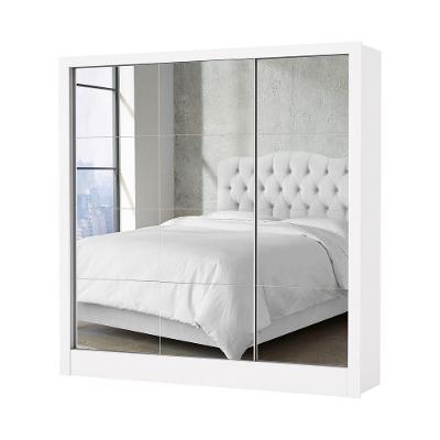 Guarda Roupa Solteiro Santiago Premium 3 Portas 2 Gavetas Cem Espelho Carioca Moveis Branco