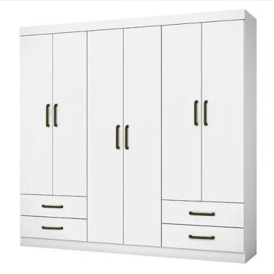 Guarda Roupa Solteiro Hercules 6 Portas 4 Gavetas Sem Espelho Carioca Moveis Branco