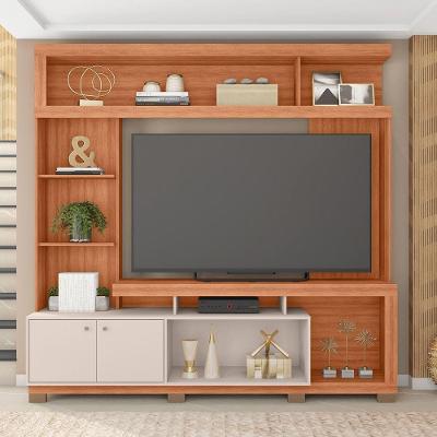 Estante Tv 70 Pol 210cm Sala De Estar Mirel C01 - D'rossi Cor Freijó/off White