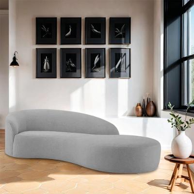 Divã Recamier Orgânico França 250cm Lado Direito Linho Cinza Claro