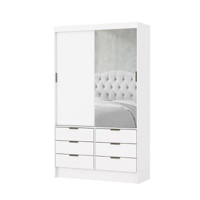 Guarda Roupa Sevilha Plus 2 Portas De Correr Com Espelho Carioca Moveis Branco