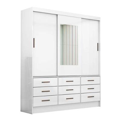 Guarda Roupa Sevilha 3 Portas 9 Gavetas Com Espelho Carioca Moveis Branco