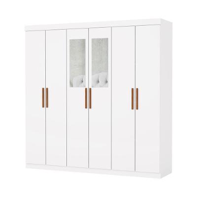 Guarda Roupa Casal Recife 6 Portas 2 Gavetas Com Espelho Carioca Moveis Branco