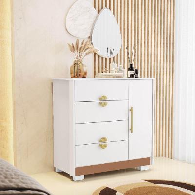 Cômoda Sapateira Ilha Bela 4 Gavetas MDF Puxador Metálico Branco Camarim