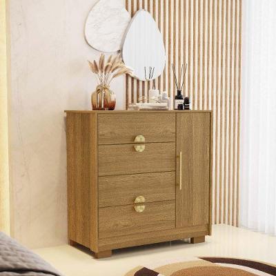 Cômoda Sapateira Ilha Bela 1 Porta 93cm MDF Marrom Nature para Quarto