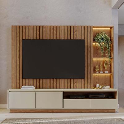 Estante De Tv 82 Polegadas 240cm Com Led Leme Freijó-off White Matte C04 - D'rossi