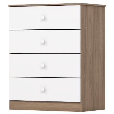 Comoda Infantil 4 Gavetas 65 Cm Labirinto Rustico Branco Henn Rustico Branco