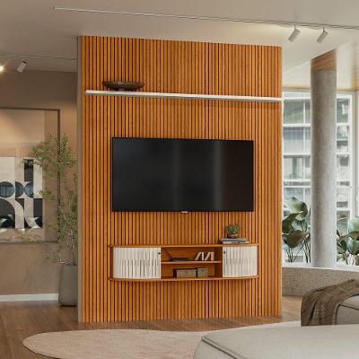 Painel Tv 65 Pol 179cm Ripado Valen E Bancada Suspensa Norezi Cinamomo/off White M20 - D'rossi