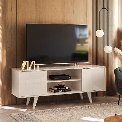Rack Tv 50 Pol 136cm Bancada Para Sala Korelli Calacata/off White M20 - D'rossi