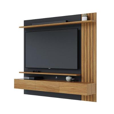 Painel Tv 70 Pol 180cm Bancada Suspensa Ripado Luca C04 - D'rossi Noce Milano-preto Fosco
