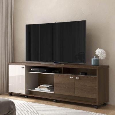 Rack Para Tv Até 75 Polegadas Dallas Com 3 Portas E Rodízios Imbuia/off White - Lukaliam