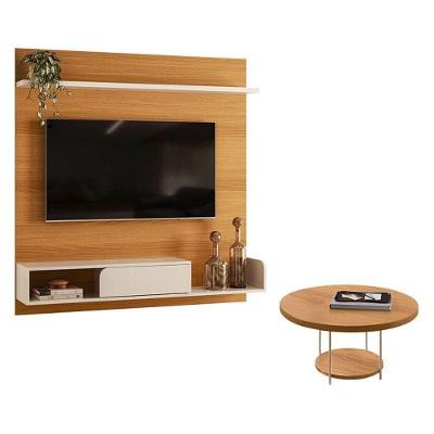 Painel Para Tv Suspenso Evo Com Mesa De Centro Sky Cinamomo Off White – Hb Móveis