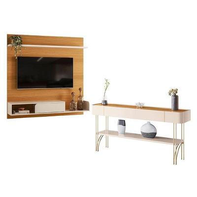 Painel Para Tv Suspenso Evo Com Aparador Vivant Cinamomo Off White – Hb Móveis