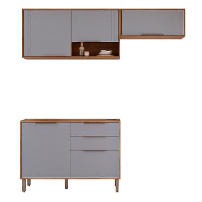 Kit Armário Aéreo Cozinha Áurea 5 Portas 2 Gavetas MDF 200cm Branco