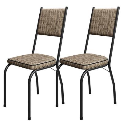 Kit 2 Cadeiras Tubular Europa 258 Preto Assento Rattan Artef Rattan