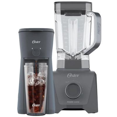 Kit de Cafeteira e Liquidificador Gray Iced Coffee e 1100 Full para Bebidas Quentes e Geladas Oster