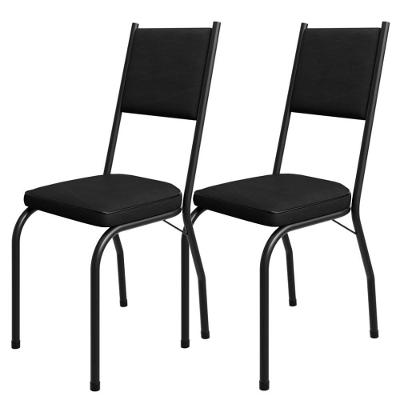 Kit 2 Cadeiras Tubular Europa 258 Preto Assento Preto Artef Preto