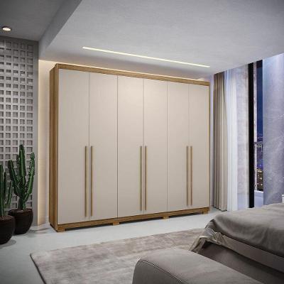 Guarda-roupa Dubai Majestic 6 Portas 6 Gavetas Com Maleiro Interno Nature/fendi 100% Mdf - Vila Rica