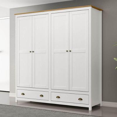 Guarda-roupa 4 Portas 2 Gavetas Topázio Branco/freijó Madeira Pinus - Finestra