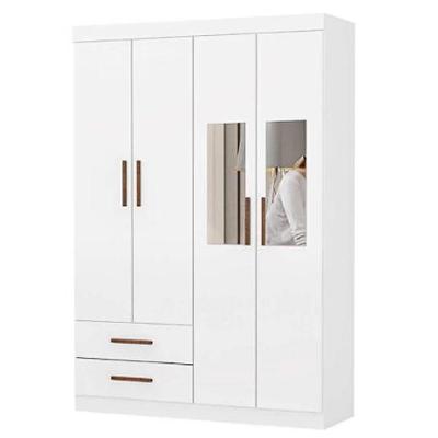 Guarda Roupa Solteiro Hercules 4 Portas 2 Gavetas Com Espelho Carioca Moveis Branco