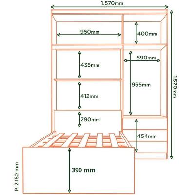 Guarda Roupa Solteiro com Cama Lisboa 4 Portas 3 Gavetas Castanho-Off White