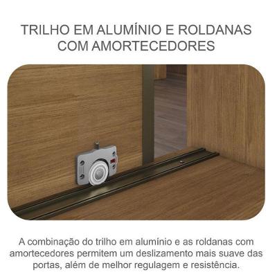Guarda Roupa Solteiro Dante 2 Portas de Correr 3 Gavetas Cumaru 23 com Espelho