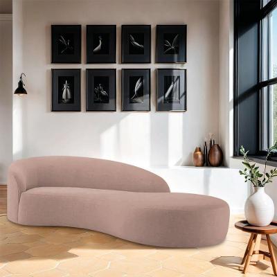 Divã Recamier Orgânico França 250cm Lado Direito Linho Rosê