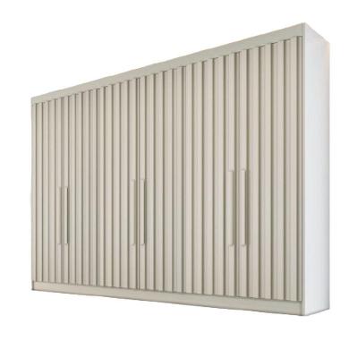 Guarda Roupa 6 Portas Potente 6 Com Ripado Espelho 100% Mdf Off White