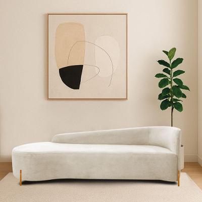 Divã Recamier Orgânico França 160cm Lado Esq Pés Madeira Linho Cor Bege