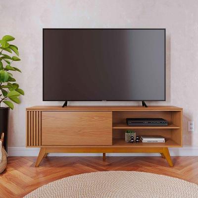 Rack Para Sala Bancada De Tv 60'' 1 Porta Ripado Tarsila Freijó C04 - D'rossi
