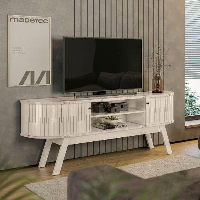 Rack Tv 75 Pol 183cm Bancada Para Sala Enzari Calacata/off White M20 - D'rossi