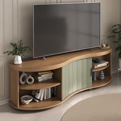 Rack Magnum P/ Tv Até 75" Com Porta Ripada Carvalho/off White-menta - Artely