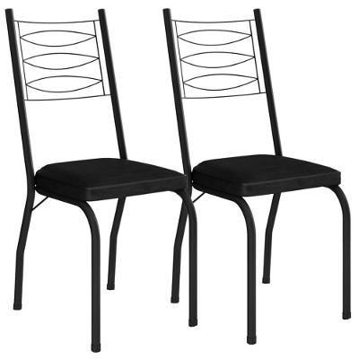 Kit 2 Cadeiras Tubular Europa 262 Preto Assento Preto Artef Preto