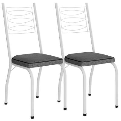 Kit 2 Cadeiras Tubular Europa 262 Branco Assento Platina Artef Platina