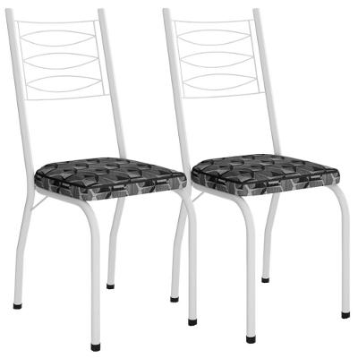 Kit 2 Cadeiras Tubular Europa 262 Branco Assento Mosaico Silver Artef Mosaico Silver
