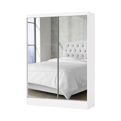 Guarda Roupa Solteiro Santiago Premium 2 Portas 2 Gavetas Com Espelho Carioca Moveis Branco