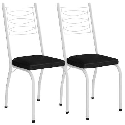 Kit 2 Cadeiras Tubular Europa 262 Branco Assento Preto Artef Preto