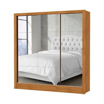 Guarda Roupa Solteiro Santiago Premium 3 Portas 2 Gavetas Cem Espelho Carioca Moveis Cinamomo